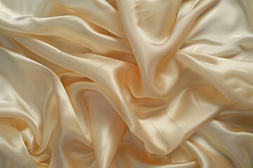 Obraz premium Silk fabric texture close-up. Folded taffeta cloth reveals intricate pattern. Smooth surface with subtle sheen adds depth and texture. Intimate atmosphere created by blurred background.