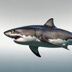 Naklejka premium great white shark isolated, Great White Shark Attack.