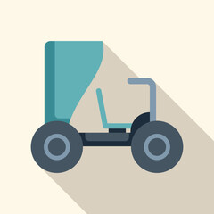 Light blue moon buggy with big wheels exploring the unknown planet, flat design icon