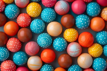 Fototapeta premium Colorful Polka-Dotted and Marbled Spheres in a Vibrant Pattern
