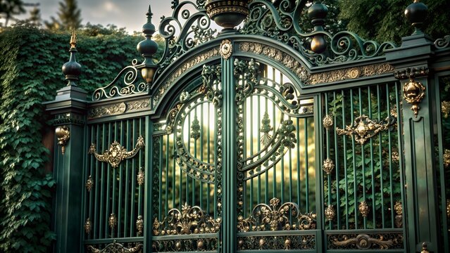Vintage Pearly Gates with Film Grain Texture | Heavenly Entrance Detail in High Resolution