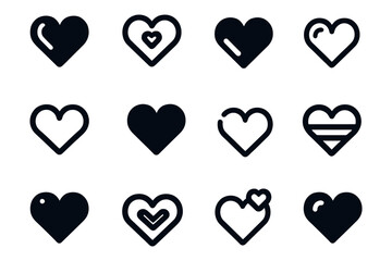 Set Hearts graphic, Line Icons. Illustration vector