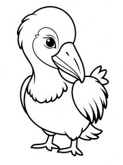 Obraz premium Coloring Page Outline Of cartoon pelican. Vector illustration. Generative AI.