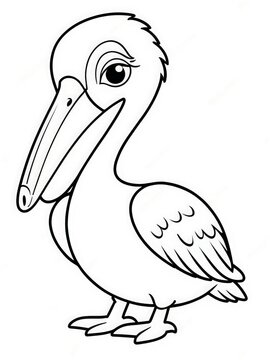 recommend clip art: Coloring book for children, pelican on a white background. Generative AI.