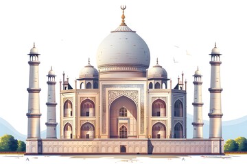Majestic Illustration of the Taj Mahal in Daylight