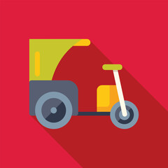 Yellow and blue motorbike taxi waiting for a customer