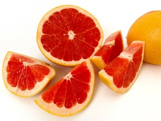 Fresh grapefruit fruit. Grapefruit isolated on white background. Grapefruit with clipping path.