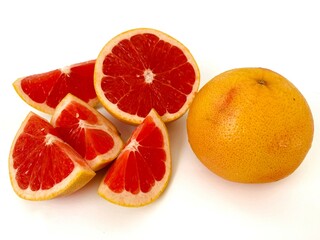 Fresh grapefruit fruit. Grapefruit isolated on white background. Grapefruit with clipping path.