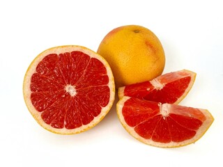 Fresh grapefruit fruit. Grapefruit isolated on white background. Grapefruit with clipping path.