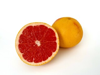 Fresh grapefruit fruit. Grapefruit isolated on white background. Grapefruit with clipping path.