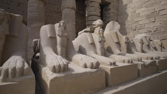 View of The Avenue of Ram Headed Sphinxes, Karnak Temple, Luxor, Thebes, UNESCO World Heritage Site, Egypt, North Africa, Africa