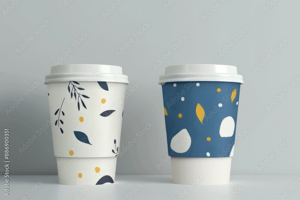 Poster Two cups sit on a table, empty and waiting for use