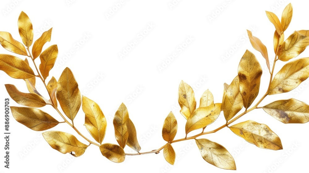 Aufkleber a decorative gold leaf wreath placed on a clean white background, suitable for use in designs and co