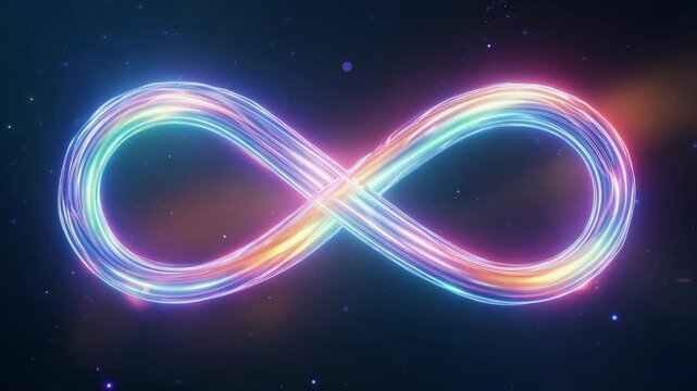 The rainbow symbol of infinity. The infinity symbol shimmers with all the colors of the rainbow