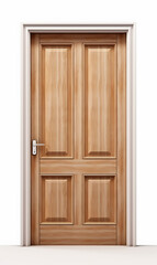 Illustration design of brown wooden interior door isolated on white background.