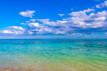Tropical Caribbean beach sea clear water Playa del Carmen Mexico.