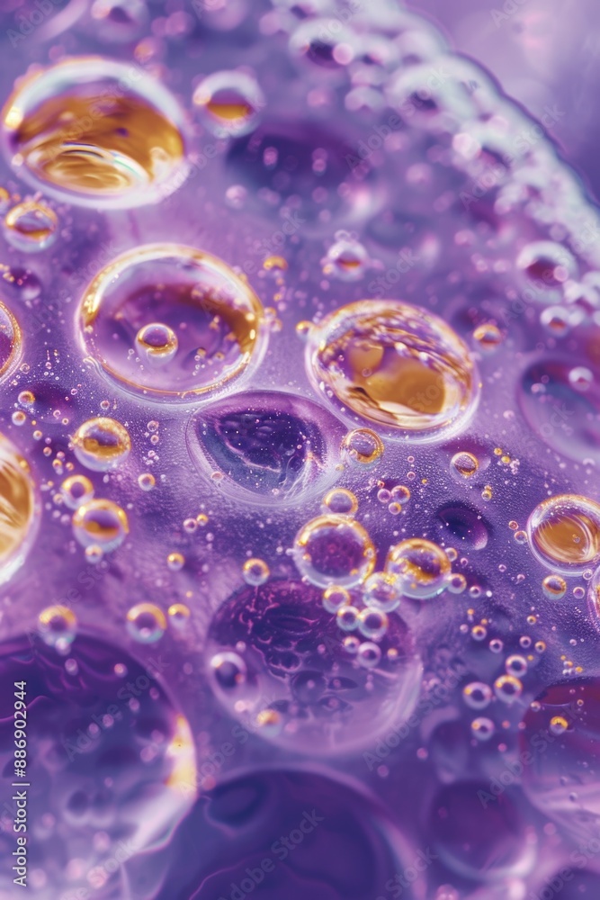 Poster a close-up view of a purple liquid with visible bubbles