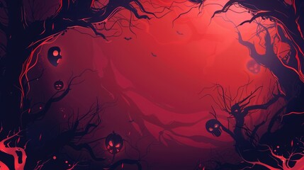 spooky and fun halloween decoration background template illustration with banner and copy space for a haunting and playful atmosphere