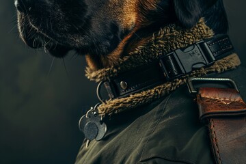 A laconic banner for hunting dogs with a close-up of hunting accessories