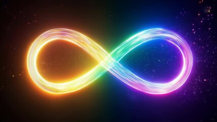The rainbow symbol of infinity. The infinity symbol shimmers with all the colors of the rainbow