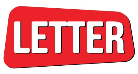 LETTER text on red trapeze stamp sign.