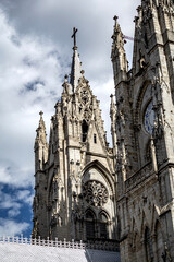 Fototapeta premium america, arch, architecture, basilica, building, catholic, catholicism, church, city, cross, destination, ecuador, ecuadorian, faith, famous, gothic, historic, historical, history, national, neo-gothi