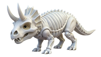 Fototapeta premium Cartoon skeleton structure of triceraptos 3d icon isolated on the transparent background