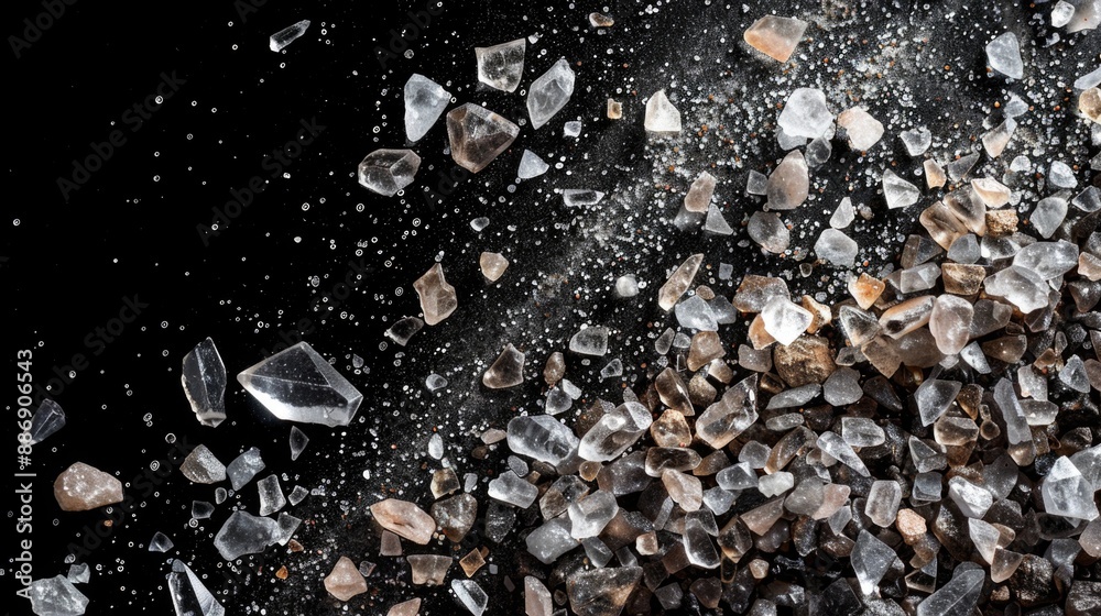 Poster Frozen blocks of ice fall through the air in this image
