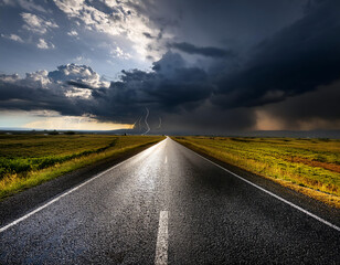  The Road to Storm- A dramatic and moody image of a road leading into a gathering storm, evo_1(318)