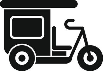 Simple icon representing an asian motor tricycle, a traditional way of public transportation