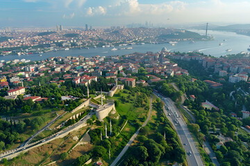Fototapeta premium A bird's-eye view of the Hagia Sophia Cathedral. Istanbul, Turkey