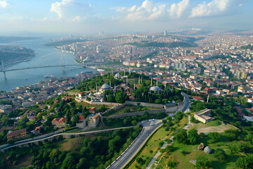 Fototapeta premium A bird's-eye view of the Hagia Sophia Cathedral. Istanbul, Turkey