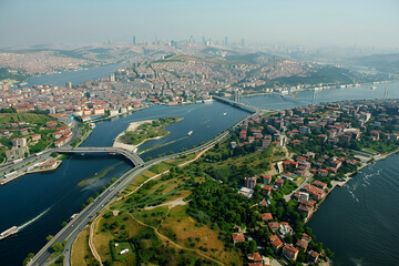 Fototapeta premium A bird's-eye view of the Hagia Sophia Cathedral. Istanbul, Turkey