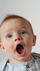 Surprised Baby with Open Mouth, Close-Up Portrait