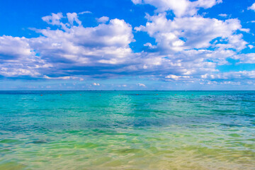 Tropical Caribbean beach sea clear water Playa del Carmen Mexico.