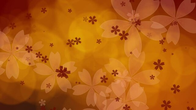Seamless floral pattern. Lacy pattern of flowers on an orange background. Loop animation. Copy space.