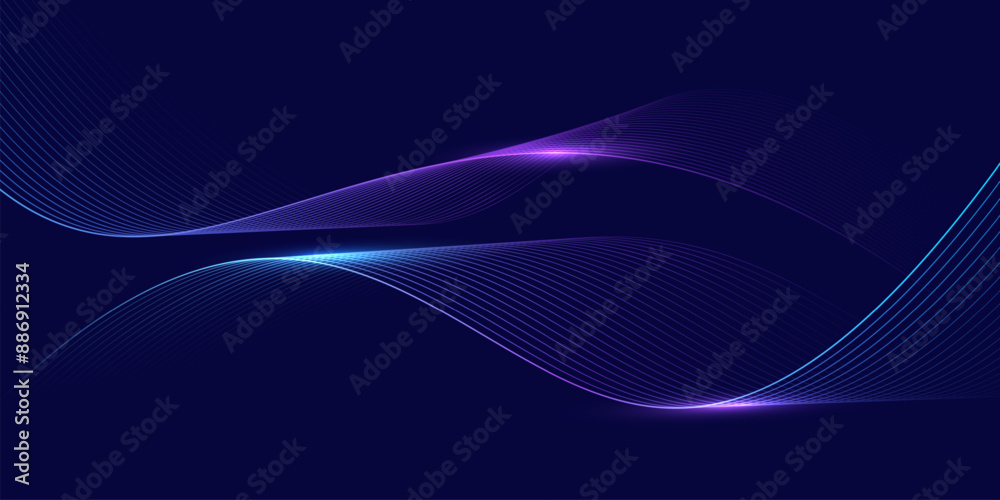 Aufkleber modern abstract glowing wave lines on dark background. dynamic flowing wave lines design element. fu