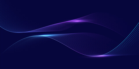 Modern abstract glowing wave lines on dark background. Dynamic flowing wave lines design element. Futuristic technology and sound wave pattern. Vector EPS10.