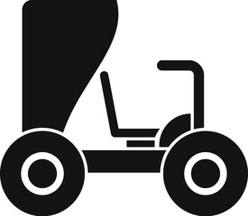 Black silhouette of a lunar roving vehicle driving on the surface of the moon