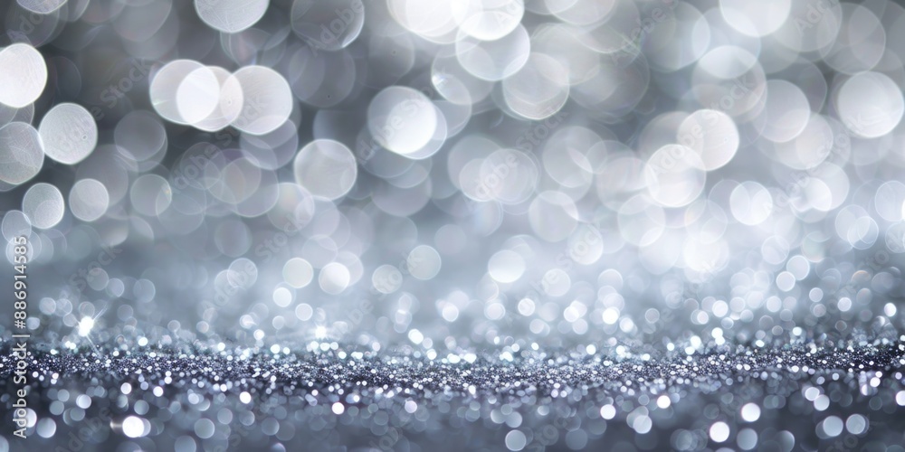 Poster a close-up shot of a silver glittered background, suitable for use in promotional materials or as a 