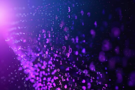 Statistics transformation on violet background: digits evolving and analyzing