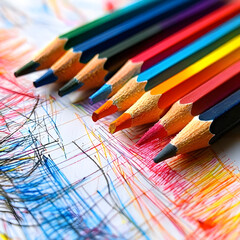 Coloring pencils on notebook paper Artist Drawing Childhood Creativity Imagination Sketching Design Education Concept