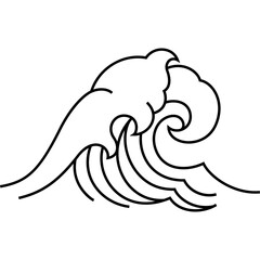Naklejka premium ocean sea wave single line graphic for decoration, website, web, mobile app, printing, banner, logo, poster design, etc.