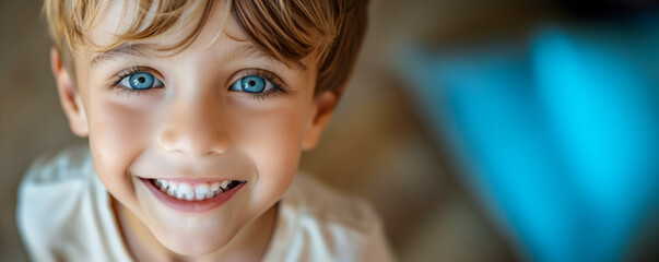 Happy boy with beautiful white toothy smile