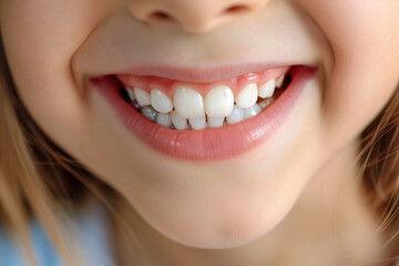 Obraz premium Perfect white kids teeth close up