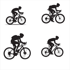 Cyclists silhouettes on clean vector 
 