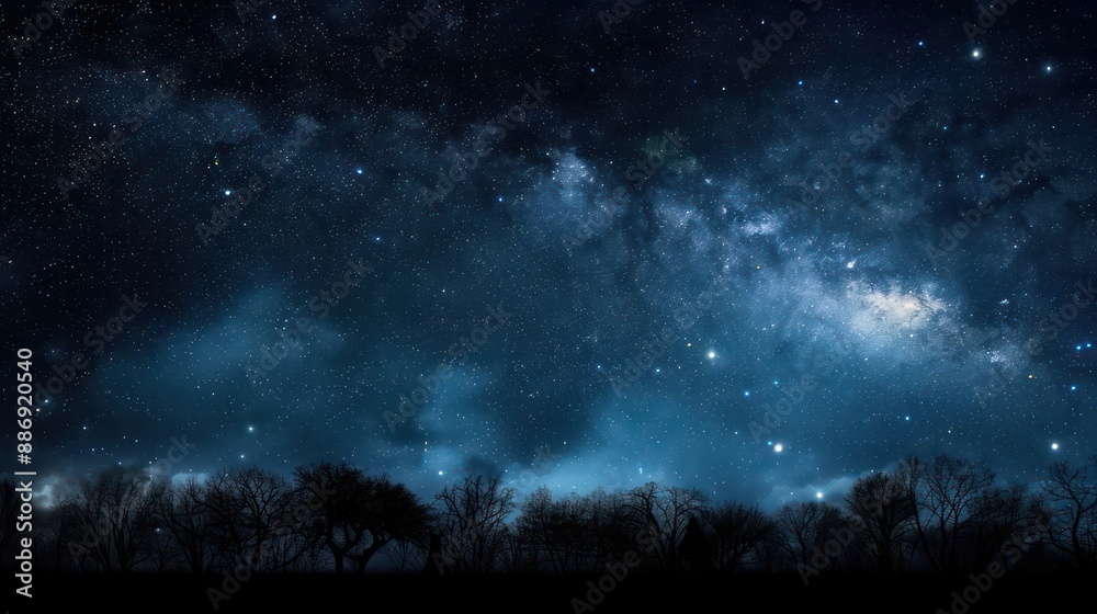 Poster a dark sky with a few stars and a large cloud. the sky is filled with stars and the clouds are scatt
