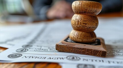 Stamp with Approved text on a pile of paperwork, administrative process, official approval