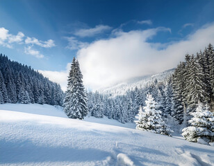 Naklejka premium Winter Space of Snow- A serene and snowy winter landscape, evoking a sense of calm and _1(362)