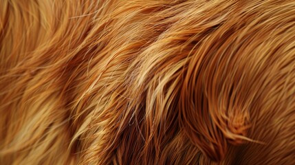 Close-up view of a golden retriever's fur showing rich texture and color in natural light